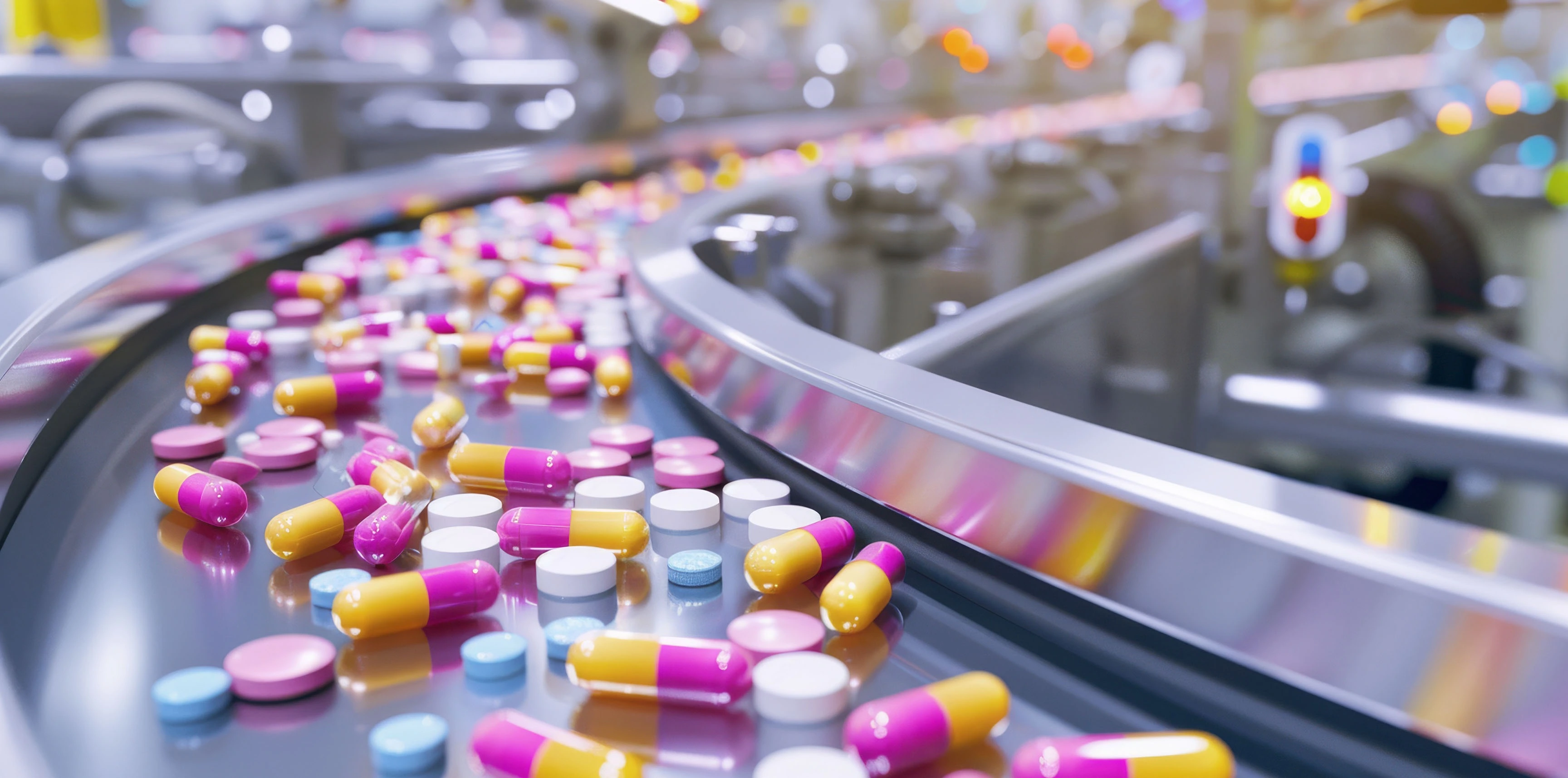 capsules on conveyor belt